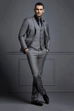 Ceekoo  New Grey Men Suit Groom Suit Cheap Formal Man Suits For Wedding Best Men Slim Fit Groom Tuxedos For Man(Jacket+Vest+Pants)