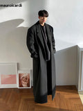 Ceekoo Autumn Winter Extra Long Warm Black Loose Casual Wool Blends Coat Men Luxury Floor Length Overcoat Korean Fashion
