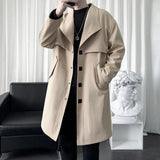 Ceekoo Khaki/Black New Autumn Trench Men's Fashion Overcoat for Male Long Windbreaker Korean Streetwear Men Quality Outerwear Clothing