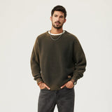 Ceekoo  -  Autumn men's work style knitwear casual loose large size gradient sweater men's patch round neck pullover tops