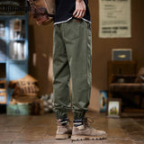 Ceekoo  New Men's Cargo Pants 100% Cotton Solid Color Work Wear Casual Pant Wide Korean Jogger Trousers Male