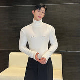 Ceekoo  -  Slim Male Long Sleeve T-shirts Autumn New Versatile Detachable Breastpin Fashion Niche Design Korean Underlay Tops 9C1590