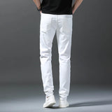 Ceekoo  Autumn New White Men's Jeans Straight Slim Solid Color Casual Denim Trousers Classic Male Brand Clothing Pants