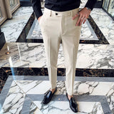 Ceekoo Boutique Fashion Solid Color Mens White Business Casual Suit Pants Male Slim Casual Trousers Wedding Dress Suit Pants