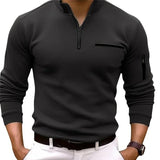 Ceekoo  -  Men's Long Sleeve Polo Shirt Fashion Solid Color Leisure Sports Pullover Golf Slim T-shirt Business Casual Men's Wear.