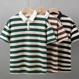 Ceekoo  New Men's Summer Stripe Short Sleeve POLO Shirt Polo T-shirt Casual Men's Top Golf Wear Clothes for Women