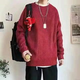 Ceekoo  -  Sweaters Loose Knitted Sweater Men Round Neck Autumn Winter Lazy Style Versatile Sweater Casual Mens Clothes