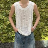 Ceekoo  -  Mens See-Through Hollow Mesh Sleeveless Vest Daily Personality Breathable Sports Fitness All-Match Tank Top Men'S Clothing