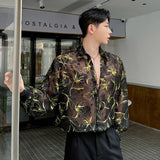 Ceekoo  -  Summer New Fashion Men Shirt Personalized Breathable Korean Style Male Shirts Floral Pattern Sun-protective Clothing 9C5996