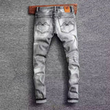  Ceekoo Fashion Designer Men Jeans High Quality Retro Dark Gray Stretch Slim Fit Ripped Jeans Men Trousers Vintage Denim Pants Hombre