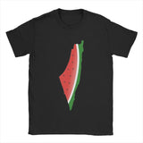 Ceekoo Men T-Shirt Watermelon Palestine Palestinian Vintage 100% Cotton Tee Shirt Short Sleeve T Shirt Crewneck Tops Printing