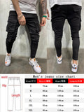 Ceekoo Fashion Mens Stretchy Skinny Jeans Male Casual Streetwear Jogger Pants Jeans High Street Multiple Pockets Slim Fit Denim Pants