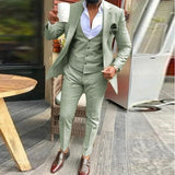 Ceekoo  Light green Suits Men Suits 3 Pieces Wedding Wear Business Male Groom Wedding Dress Jacket Vest Pants Set Blazers Coat