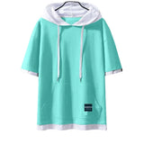 Ceekoo  Cotton Men T-shirt Summer Trend Korean Style Youth Loose Handsome Hoodie Half-Sleeved Student Tops With Pocket  B0063