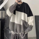 Ceekoo   Fashion Autumn Winter Men's Cool Boy Casual Loose Tess Knitted Pullover Sweater Soft Patchwork Plaid Solid Warm