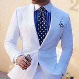 Ceekoo  White Men Suits Slim Fit With Wide Peaked Lapel For Wedding Dinner Party Groom Tuxedos 2 Pieces Male Fashion Jacket Pants