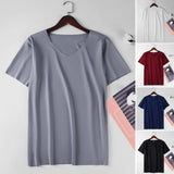 Ceekoo   Men T-shirt Ice Silk Summer Casual Tee Shirt Top M to 4XL Solid Color Male T-shirt Sports Wear