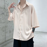 Ceekoo Half Sleeve Men Solid Shirts Summer Casual Oversize Blouses White Fashion Male Cardigan Vintage Korean Clothing