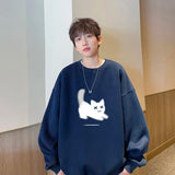 Ceekoo  Men's Oversized Hoodie White Fashion 5XL Funny Hoodies Oversize for Men Cat Print Man Casual Wear Hoody Male Sweatshirt