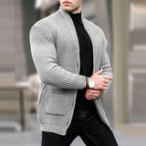 Ceekoo  -  Men Casual Knitting Cardigan Autumn Winter Sweater Coats Solid Long Sleeve Male Jacket Daily Style Pocket Streetwear Tracksuits