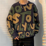 Ceekoo  New Autumn and Winter Fashion Trend Retro Casual Round Neck Knitted Thickened Print Versatile Long Sleeve Men's Sweater Coat