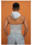 Ceekoo  -  High Elastic Sport Hooded Vest Men Backless Sleeveless Hoodie Sweatshirt Fashion Casual Zipper Placket Slim Fit Tank Tops