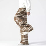 Ceekoo  -  baggy jeans Men's Y2K Baggy Plaid Pants Wide Leg Pants Harajuku Trousers Tweed Casual Korean Autumn Clothes