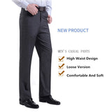 Ceekoo  Brand Men's Trousers Middle-aged Men Trousers Casual Loose Thin Pants for Male Straight High Waist Man Trouser Pant