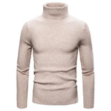 Ceekoo  Korean Slim Solid Color Turtleneck Sweater Mens Winter Long Sleeve Warm Knit Sweater Classic Solid Casual Bottoming Shirt