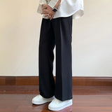 Ceekoo  -  Summer Black Suit Pants Men Fashion Social Mens Dress Pants Korean Loose Bell-bottoms Pants Men Mens Office Formal Trousers