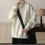 Ceekoo  Autumn Winter Fashion Men's Cool Boy Casual Loose Tess Knitted Pullover Turtleneck Sweater Soft Warm Thick