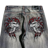 Ceekoo  -  Goth Hip Hop Oversized Skull Embroidery Pattern Y2k Baggy Jeans New Men and Women Straight Black Jeans Retro Casual Denim Pants