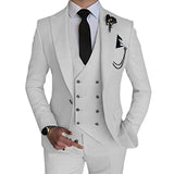 Ceekoo  -  fashion suits for men Fashion Men Leisure Boutique Single Buckle Slim Fit Dress Wedding Suit 3 Piece Set Blazers Jacket Vest Pants Trousers Coat