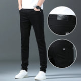 Ceekoo  Autumn New White Men's Jeans Straight Slim Solid Color Casual Denim Trousers Classic Male Brand Clothing Pants