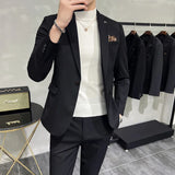 Ceekoo  -  fashion suits for men Men's Suit Jacket Vest Pants Fashion Boutique Plaid Casual Business Male Groom Wedding Tuxedo Dress 3 Pieces Set Blazers Coat