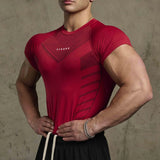  Ceekoo New Men Gym T-shirt High elasticity bodybuilding fitness quick dry short sleeve men's sports Casual tops trend running T-shirt