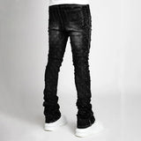 Ceekoo  -  fall outfits men Stretchy Pearls Skinny Jeans For Men New Fashion Fashion Rhinestone European Street Personality Stacked Denim Pants