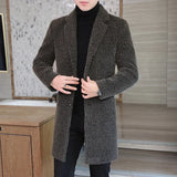 Ceekoo  -  fashion suits for men High-end Feel Men Fashion Handsome All Woolen Coat Suit Collar Long Trench Coat Woolen Coat Thick Casual  Winter Jacket Men