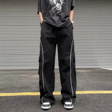 Ceekoo Oversized Black Sweatpants Men Side Stripe Basic Cargo Pants Lady Y2K Streetwear Baggy Jogger Men Women Casual Korean Fashion