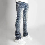 Ceekoo  -  fall outfits men Stretchy Pearls Skinny Jeans For Men New Fashion Fashion Rhinestone European Street Personality Stacked Denim Pants