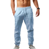  Ceekoo  Men's New  Fashion  Casual Sport Pants Elastic Waist Cotton and Linen Solid Color Trousers