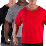 Ceekoo Men Casual Batwing Rag Shirt Male O-Neck Cotton Gym T-Shirt Male Fitness Gym Wear Breathable Bodybuilding Workout Muscle Tee Top