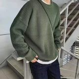 Ceekoo  -  Sweaters Loose Knitted Sweater Men Round Neck Autumn Winter Lazy Style Versatile Sweater Casual Mens Clothes