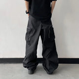 Ceekoo  -  fall outfits Black Baggy Cargo Pants Fashion Harajuku Straight Trousers Men's Y2K Vintage Baggy Casual Pocket Streetwear Hip Hop Korean Style