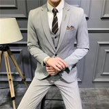 Ceekoo  -  Men's Fashion Boutique Striped Wedding Dress Suit Three Piece Set Male Formal Business Casual Blazers Jacket Vest Pants