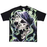 Ceekoo  -  Streetwear T Shirt Y2K Round Neck Cotton Short Sleeve Tops Men's Punk Rock Retro Skeleton Skull Print Oversized TShirt Clothes