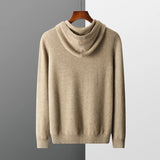Ceekoo  Men 100% Merino Wool Hoodie Large Size Casual Sweatshirt Line Ready-To-Wear High-End Sweater Autumn and Winter Knit Jumper Tops