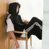 Ceekoo Side Stripe Hooded Vest & Track Pants Set