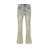 Ceekoo Straight-leg Denim Flared Ripped Jeans