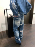 Ceekoo Tassel Raw Edge Ripped Straight-leg Jeans